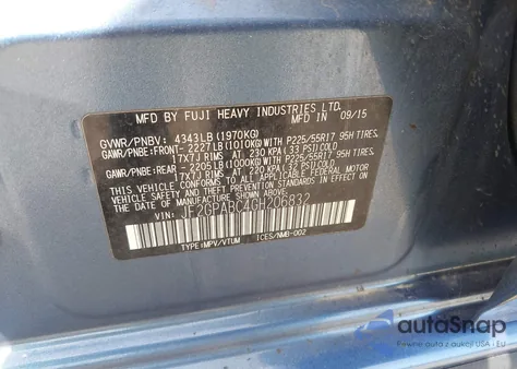 2016 Subaru Crosstrek Premium from USA, damaged, VIN JF2GPABC4GH206832